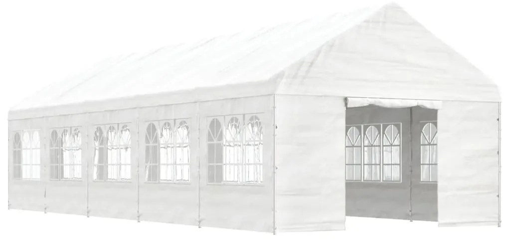 Gazebo com telhado 11,15x4,08x3,22 m polietileno branco