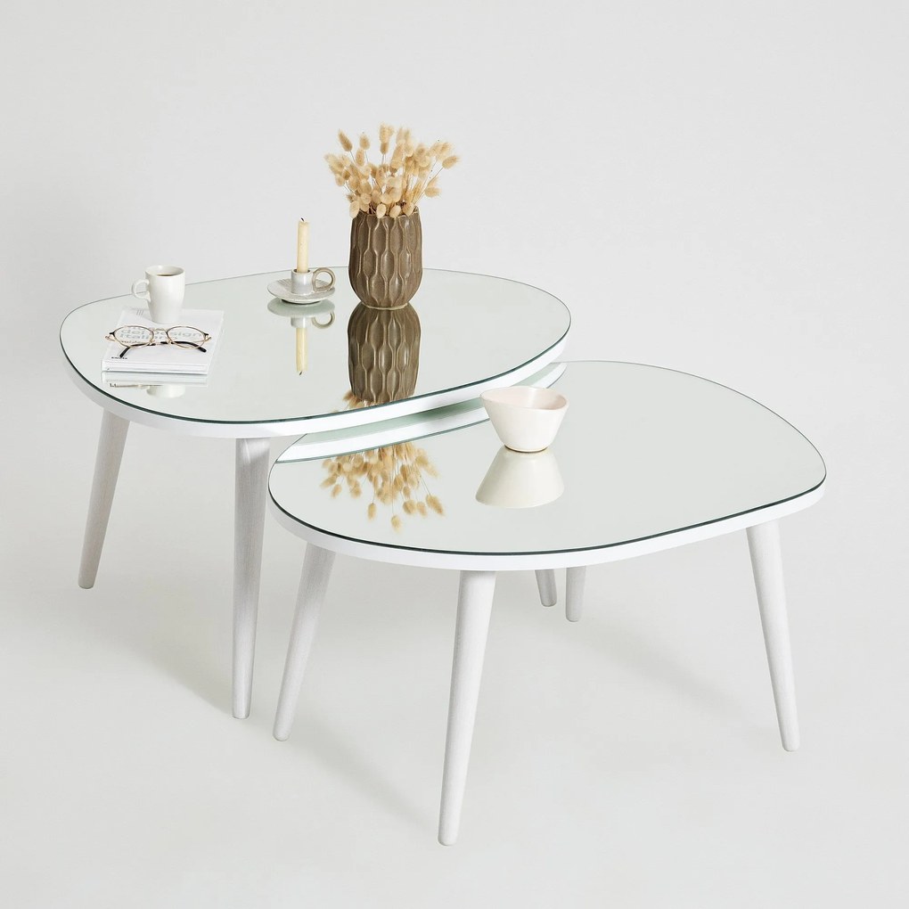 Conjunto de Mesas de Apoio Gusto – Branco – 75x38x55 cm e 75x41x55 cm