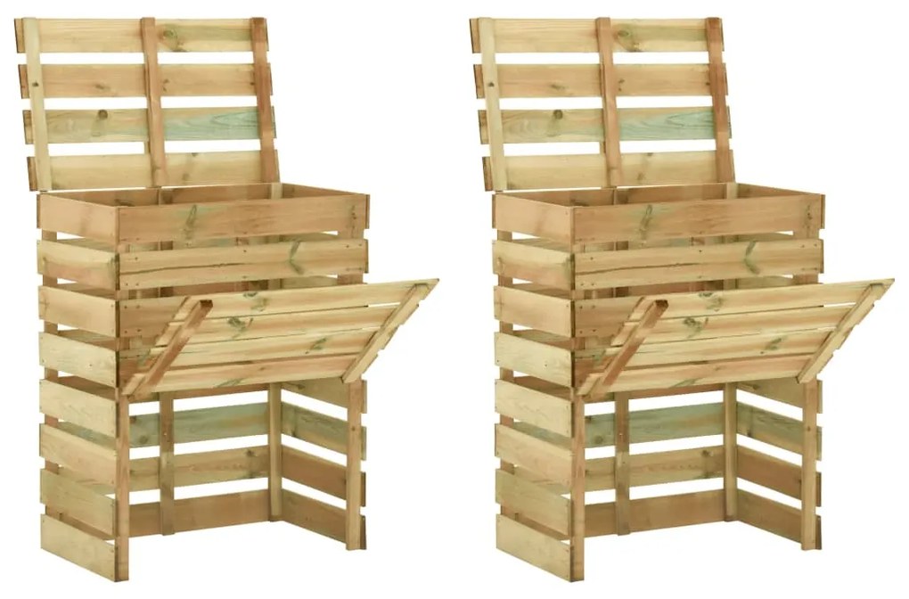 vidaXL Caixa de compostagem ripada 2 pcs 80x50x100cm pinho impregnado