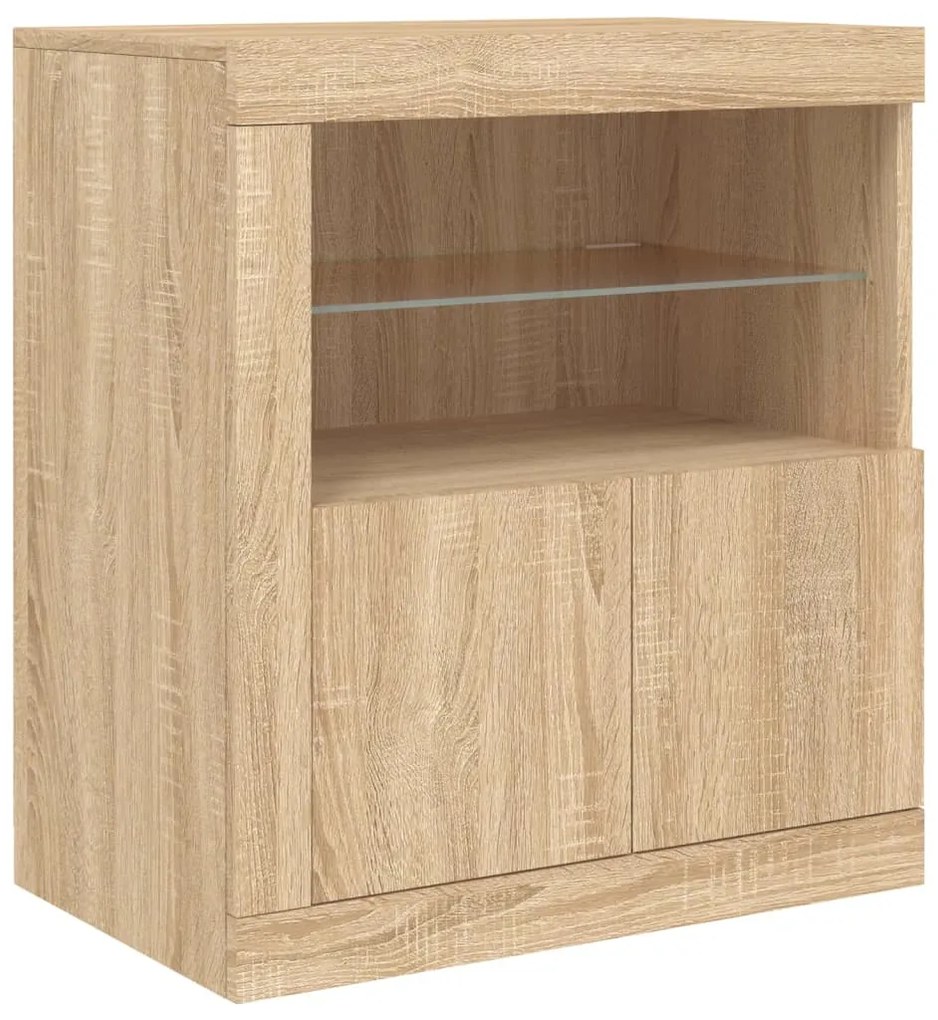 Aparador com luzes LED 162x37x67 cm carvalho sonoma