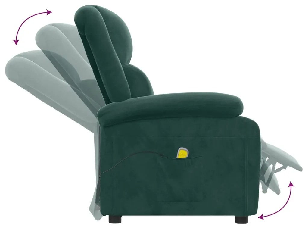 Poltrona de massagens veludo verde-escuro