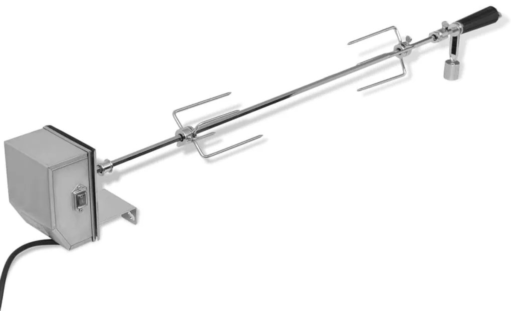 42244 vidaXL Espeto Rotisserie de churrasqueira + motor profissional, aço 900 mm