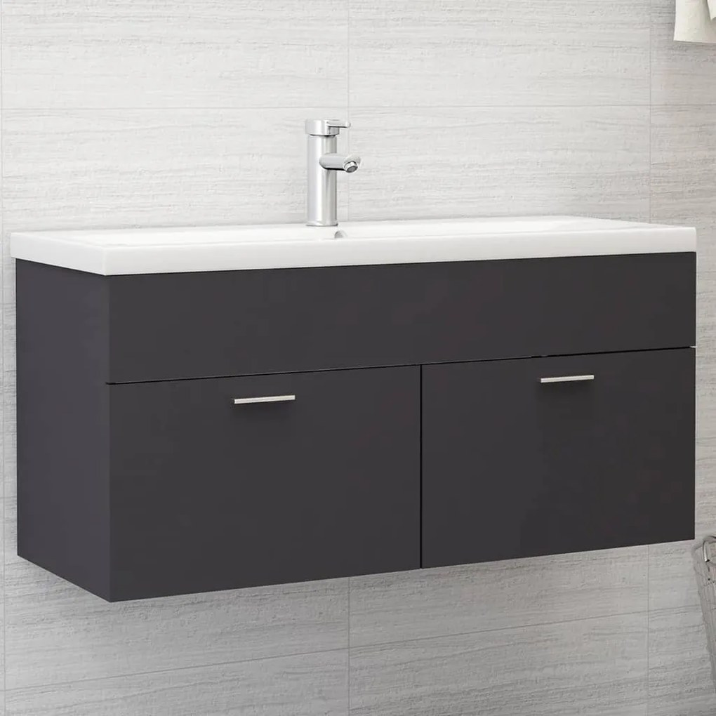 804676 vidaXL Armário de lavatório 100x38,5x46 cm contraplacado cinzento