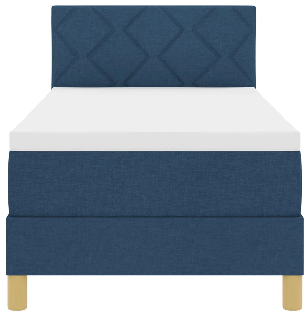 Cama Box Spring com Colchão Azul 80x200 cm Tecido
