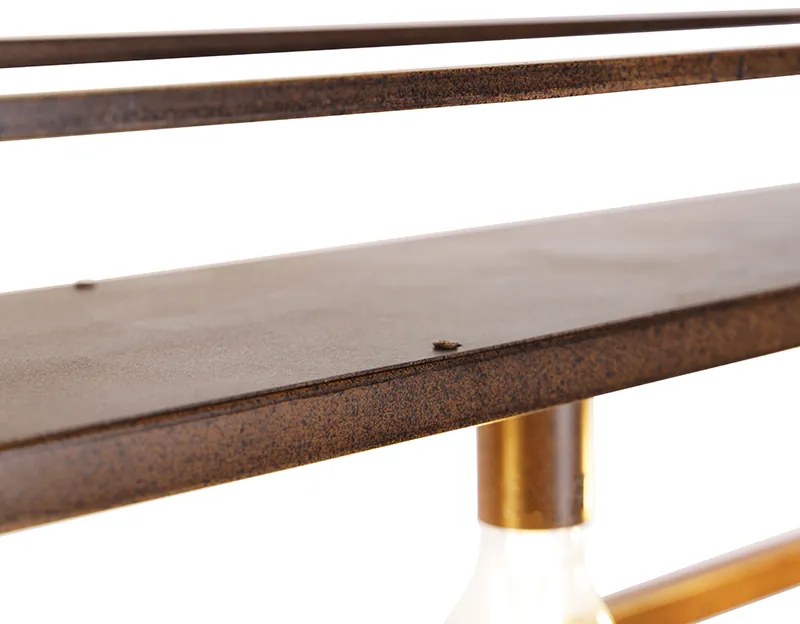 Candeeiro de suspensão industrial cor ferrugem com prateleira 4 luzes - Cage Rack