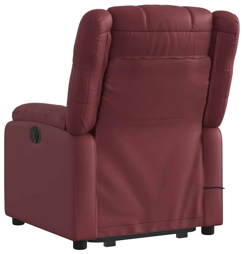 Poltrona massagens reclinável couro artificial vermelho tinto