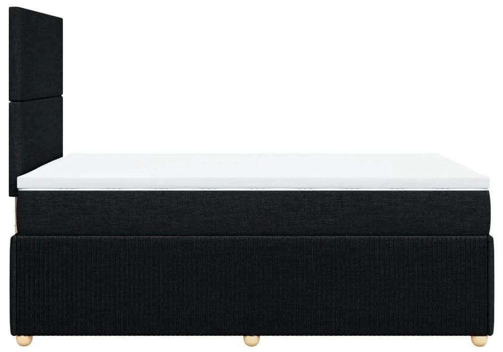 Cama boxspring com colchão 120x190 cm tecido preto