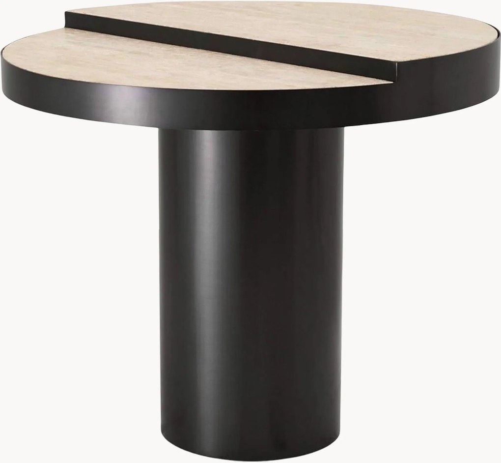 Mesa de apoio redonda com tampo de travertino Excelsior