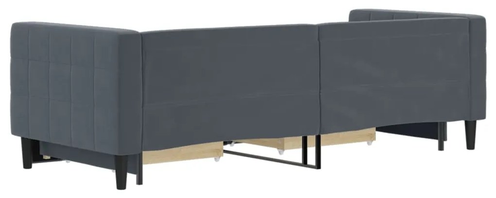 Sofá-cama c/ gavetão e gavetas 80x200 cm veludo cinzento-escuro
