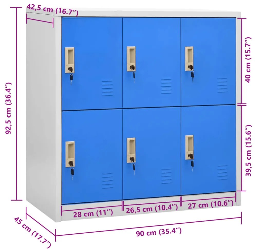 Cacifo 90x45x92,5 cm aço cinzento-claro e azul