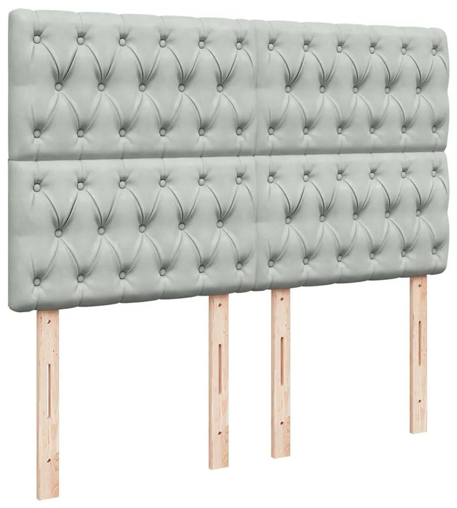 Cama com molas/colchão 140x200 cm veludo cinzento-claro