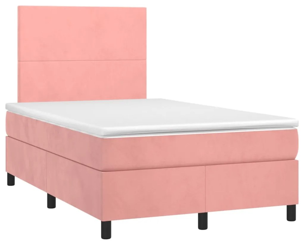 Cama box spring c/ colchão luzes e LED 120x190 cm veludo rosa