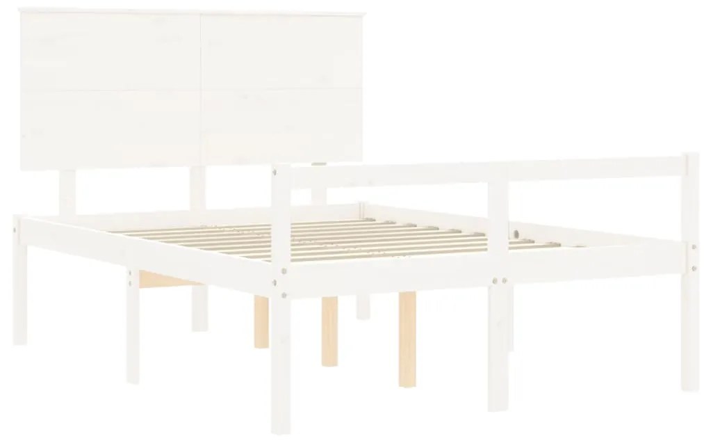 Estrutura de cama com cabeceira 140x200cm madeira maciça branco