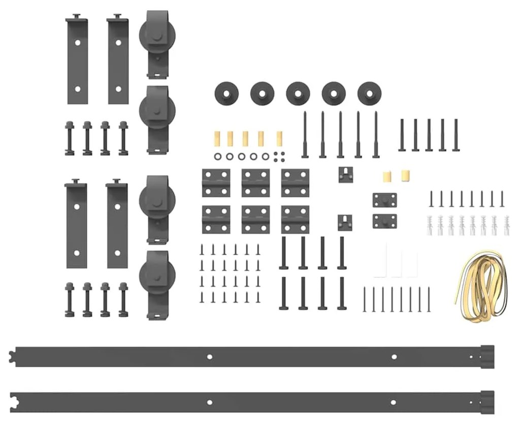 Kit de ferragens para porta deslizante 200 cm aço preto