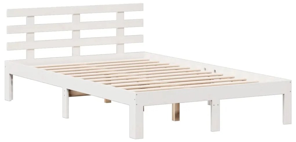 Cama com estante sem colchão 135x190 cm pinho maciço branco