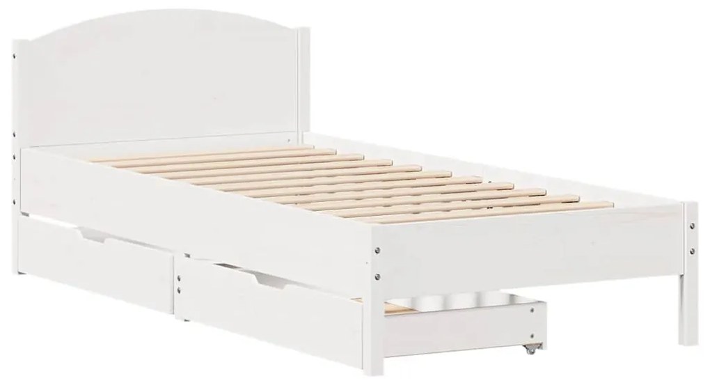 Cama sem colchão 90x190 cm madeira de pinho maciça branco