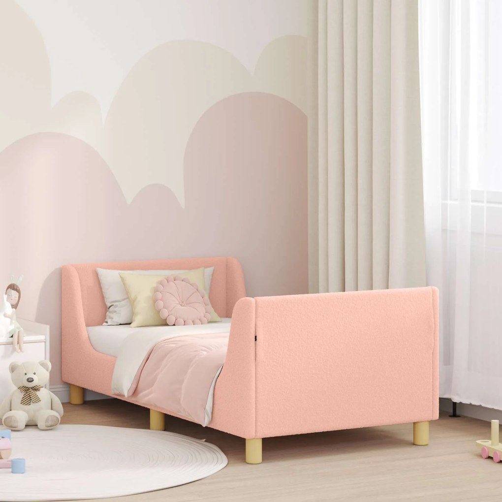 vidaXL Estrutura de Cama Infantil com Cabeceira Rosa 80 x 160 cm