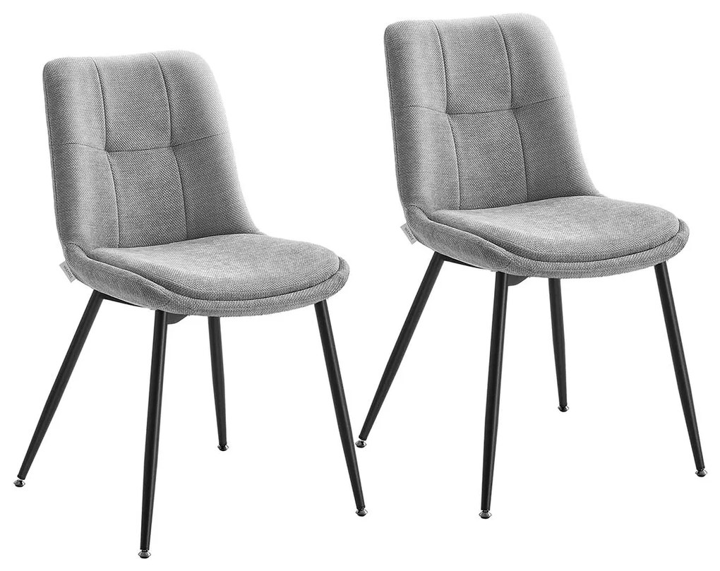 Conjunto de 2 cadeiras de jantar com almofadas duplas Cinzento
