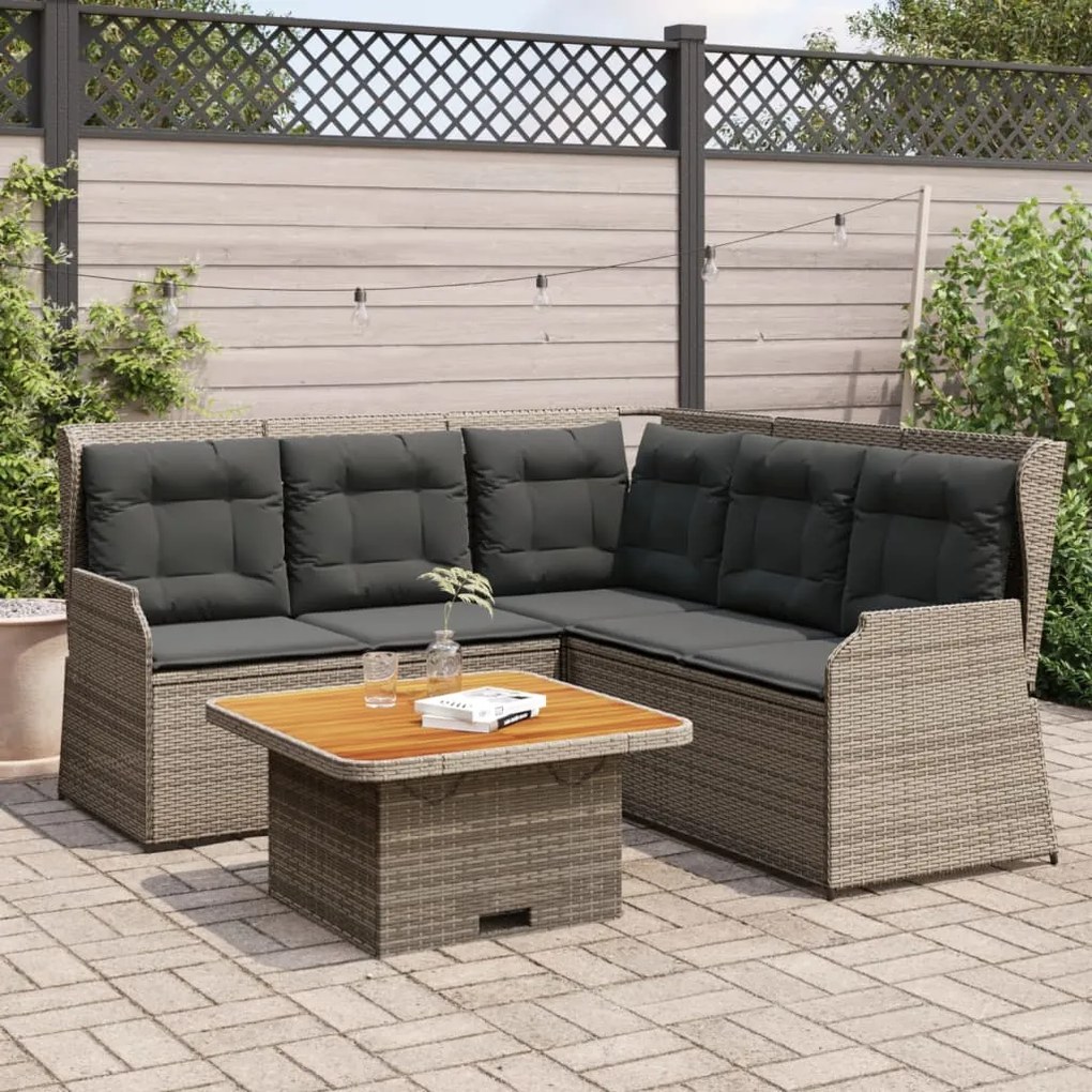 vidaXL 4 pcs conjunto lounge de jardim c/ almofadões vime PE cinzento