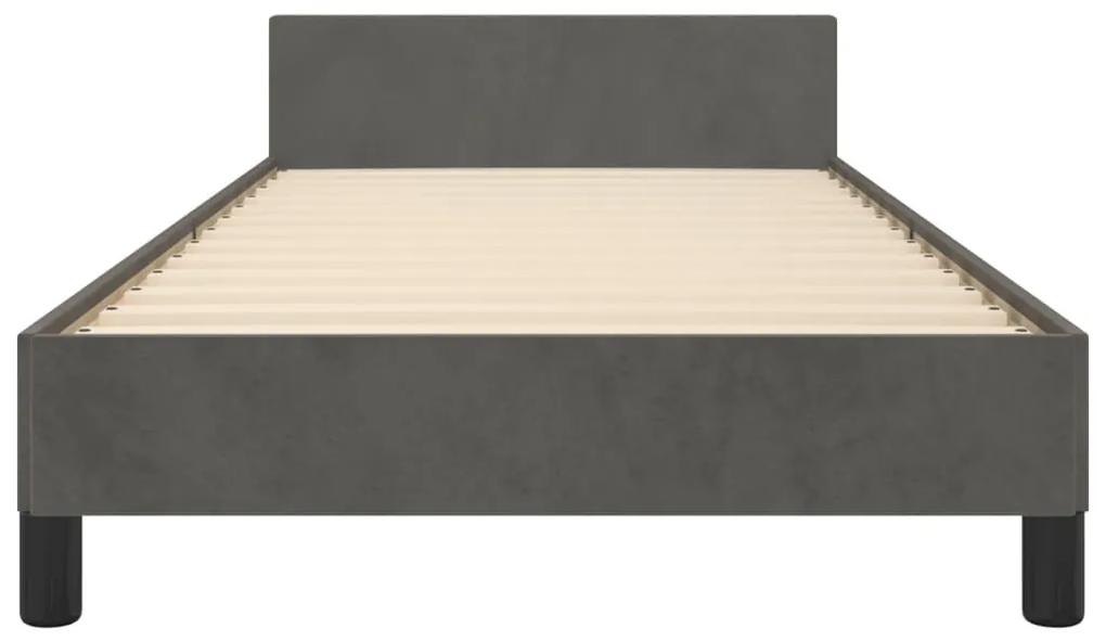 Estrutura de cama c/ cabeceira 100x200cm veludo cinzento-escuro