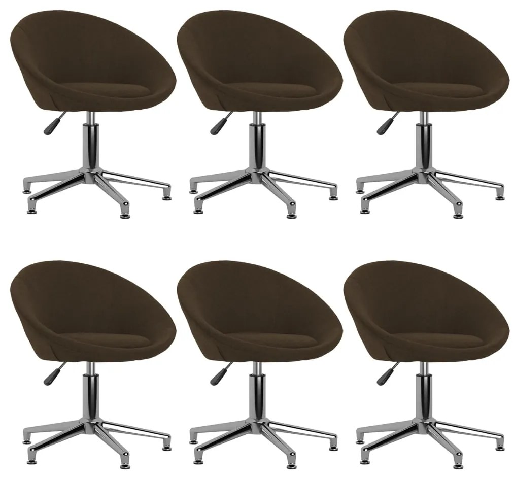 vidaXL Cadeiras de jantar giratórias 6 pcs tecido castanho-escuro