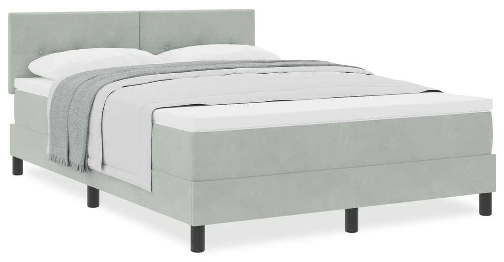 Cama Box com Colchão vidaXL Cinza Claro 140x190 cm Veludo