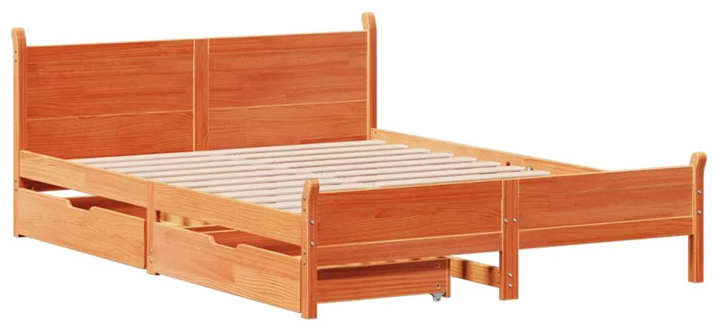 Cama sem colchão 140x190 cm pinho maciço castanho-mel