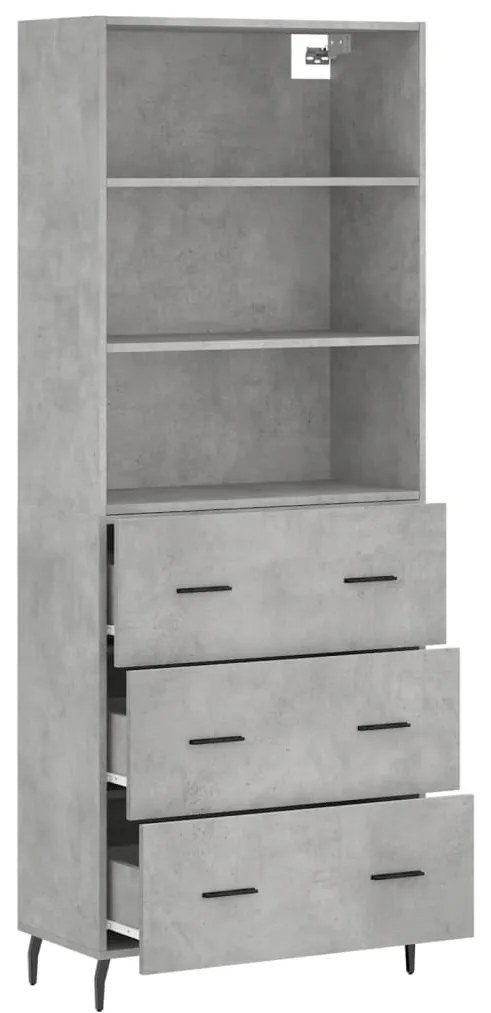 Armário alto 69,5x34x180 cm derivados de madeira cinza cimento