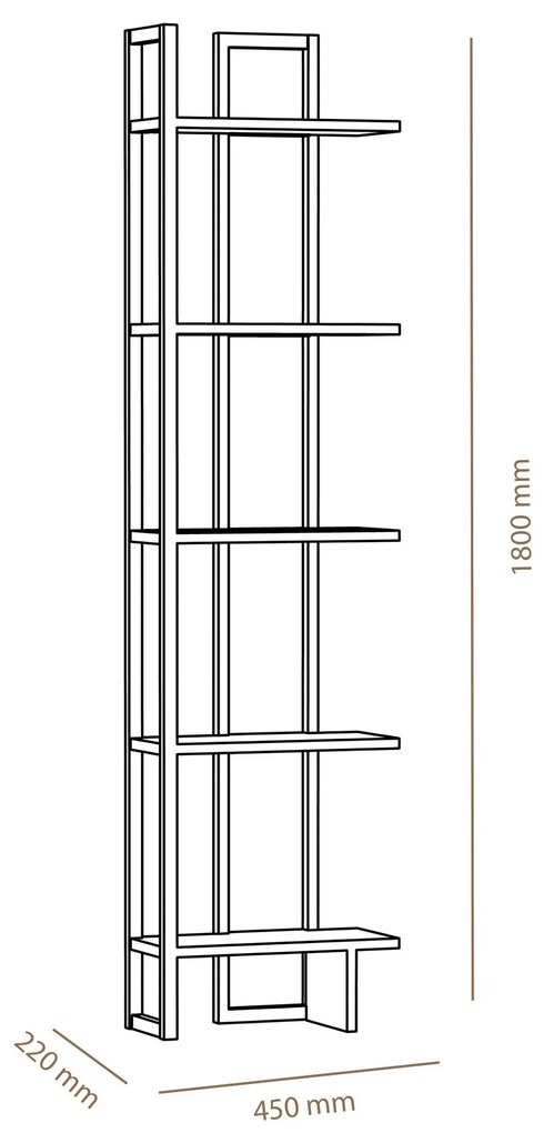 Estante Alice – Carvalho Preto – 45x180x22 cm