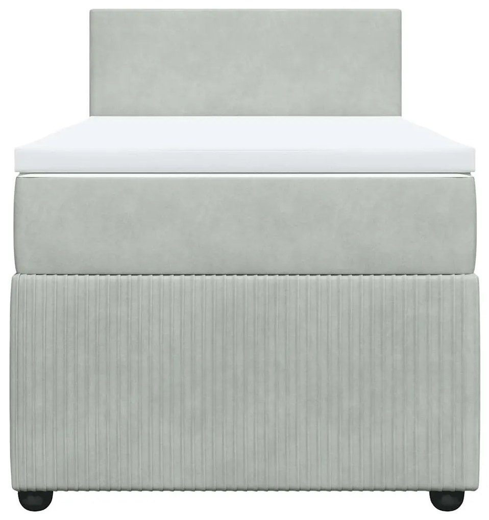 Cama com molas/colchão 90x200 cm veludo cinza-claro