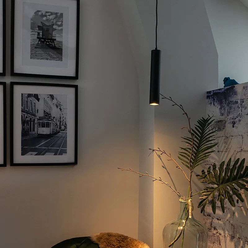 Candeeiro de suspensão design preto - Tuba Small