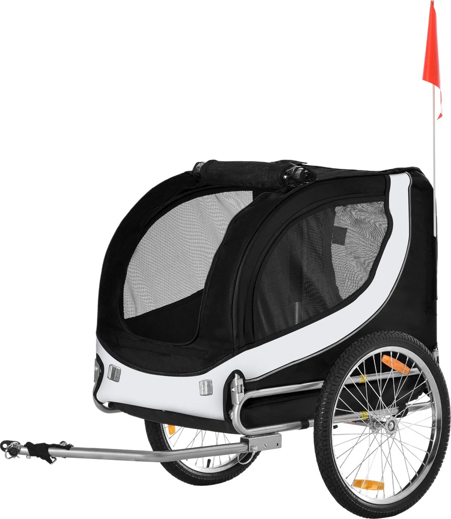Reboque de Bicicleta para Cães, 130 x 73 x 90 cm, Rodas Insufláveis, Branco