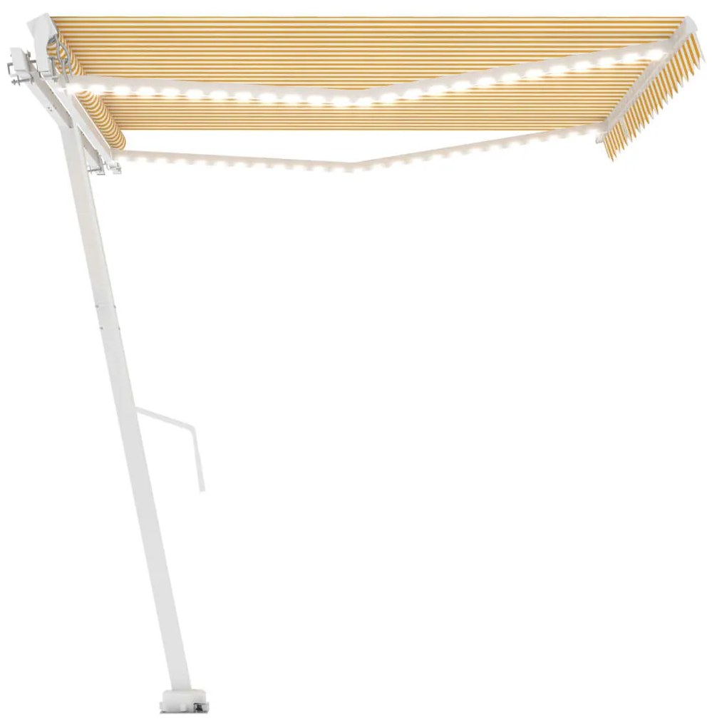 Toldo retrátil manual com LED 400x350 cm amarelo e branco