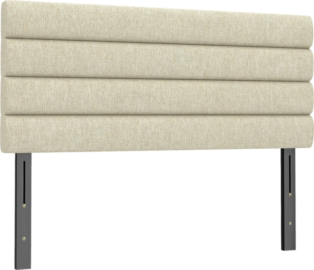 HOMCOM Cabeceira de Cama 140 cm Altura Ajustável em 3 Níveis 106/116/126 cm Estofada em Linho Bege | Aosom Portugal