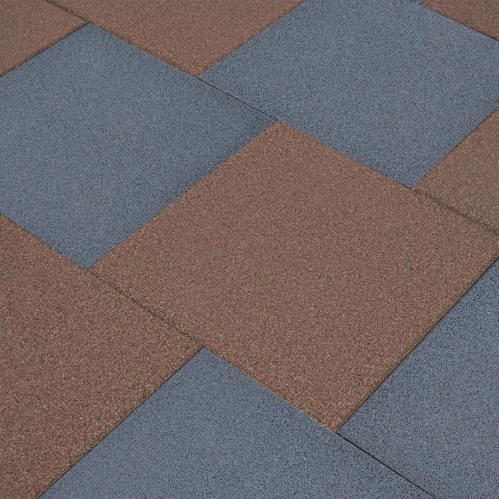 93439 vidaXL Ladrilhos prot. contra quedas 6 pcs borracha 50x50x3cm cinzento
