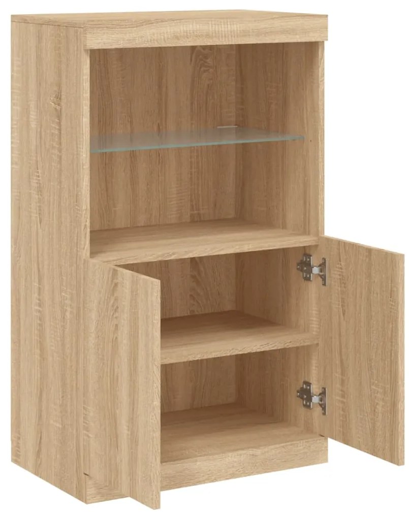 Aparador com luzes LED 60,5x37x100 cm carvalho sonoma