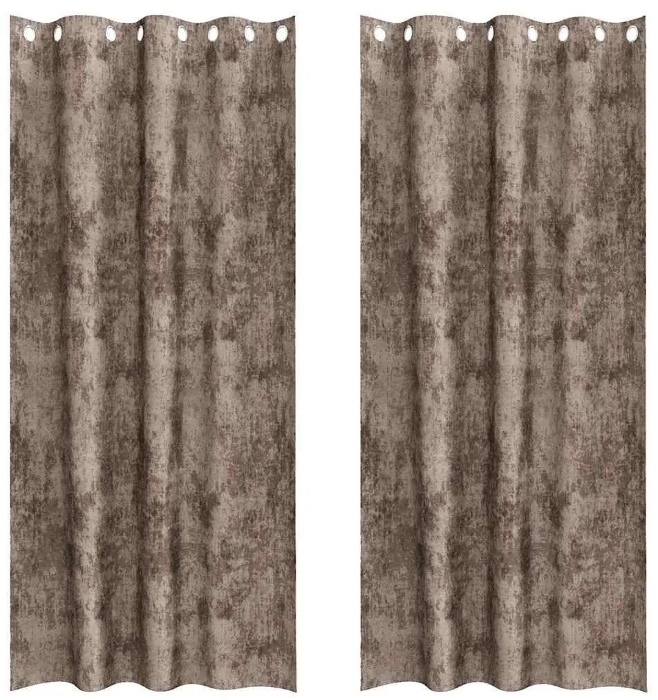 Cortinas de Veludo 2 peças com Ilhós Cappuccino 225x140 cm