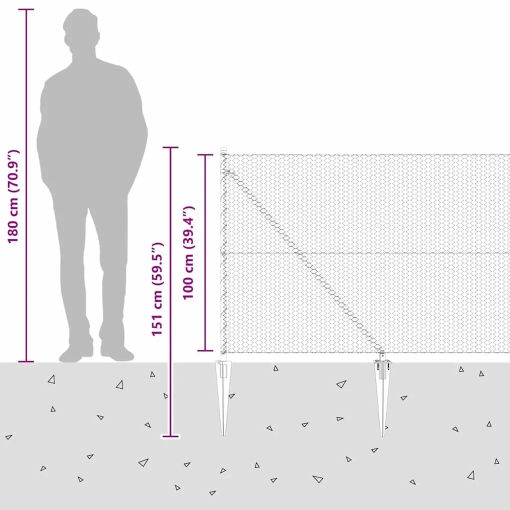 Cerca Hexagonal vidaXL Cinza 1x50 m Aço