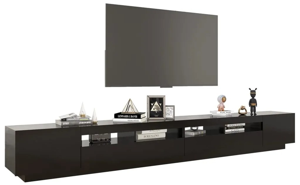 Móvel de TV com luzes LED 300x35x40 cm preto