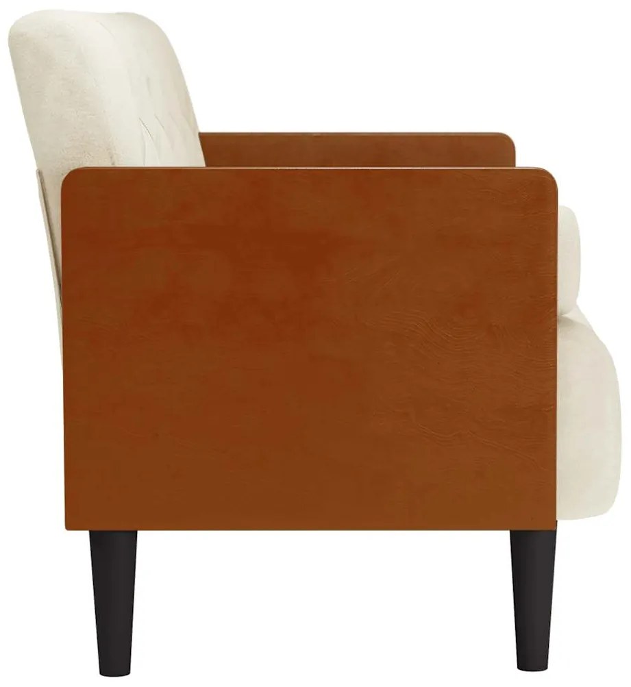 Sofá-luvas com rolos 110 cm veludo creme