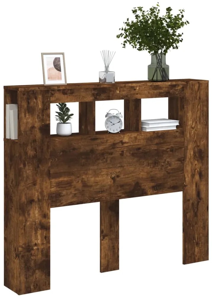 Cabeceira c/ LEDs 120x18,5x103,5 cm carvalho fumado