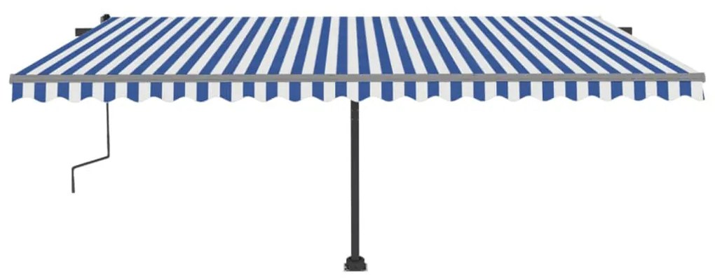 Toldo retrátil manual independente 500x300 cm azul e branco