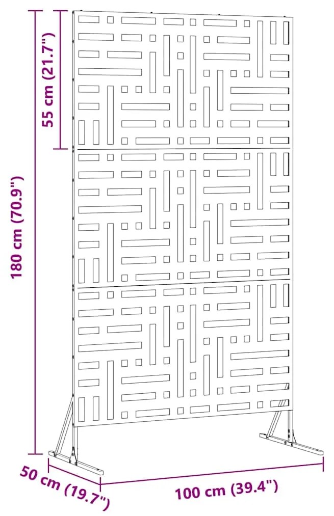 Tela de Privacidade Branca 100x50x180 cm em Aço