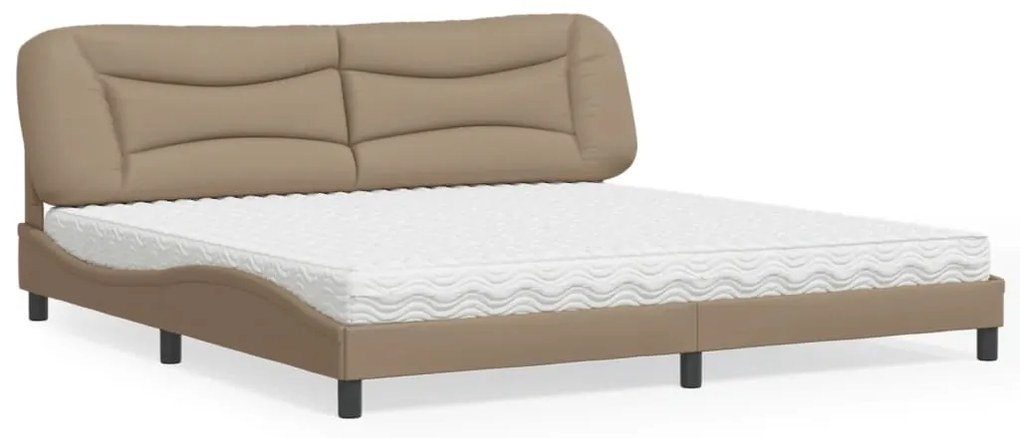 Cama com colchão 200x200 cm couro artificial cappuccino