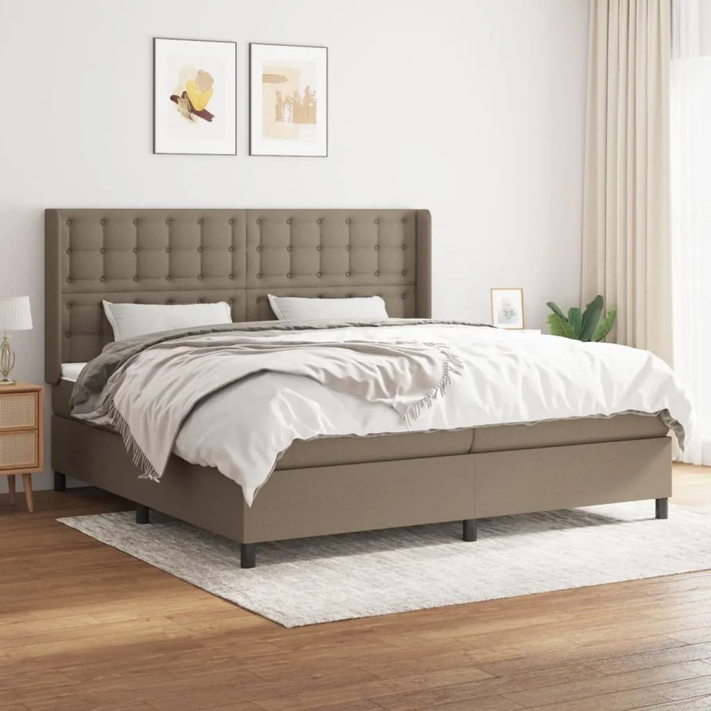vidaXL Cama com molas/colchão 200x200 cm tecido castanho-acinzentado