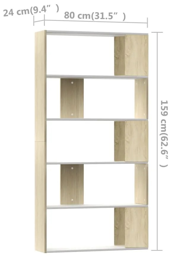 Estante/divisória 80x24x159cm branco e cor carvalho