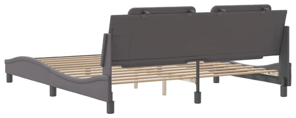 Estrutura cama c/ cabeceira 180x200cm couro artificial cinzento