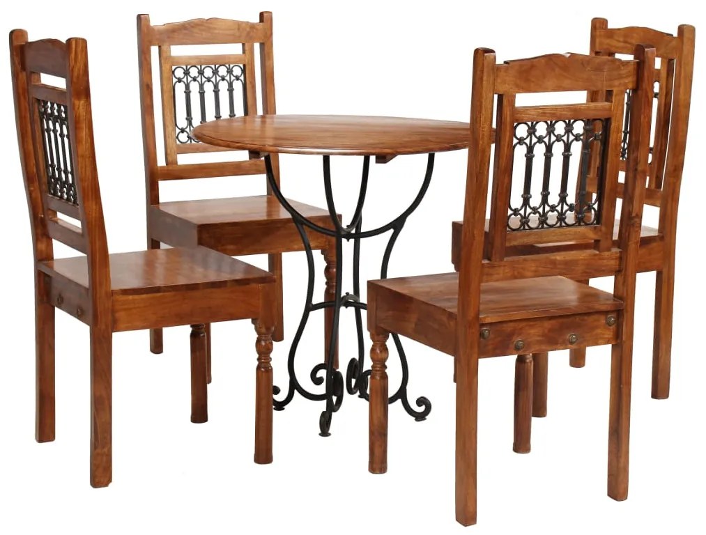 Conjunto de mesa de jantar 5 pcs madeira de acácia maciça
