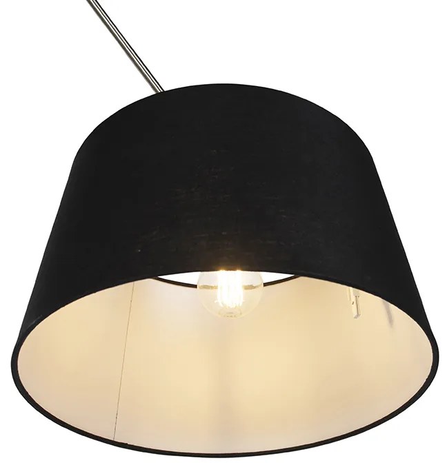 Candeeiro de suspensão em aço com cúpula de linho preto 35 cm - Blitz Moderno