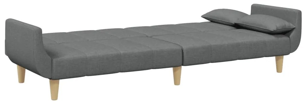 Sofá-cama de 2 lugares c/ apoio de pés tecido cinzento-escuro